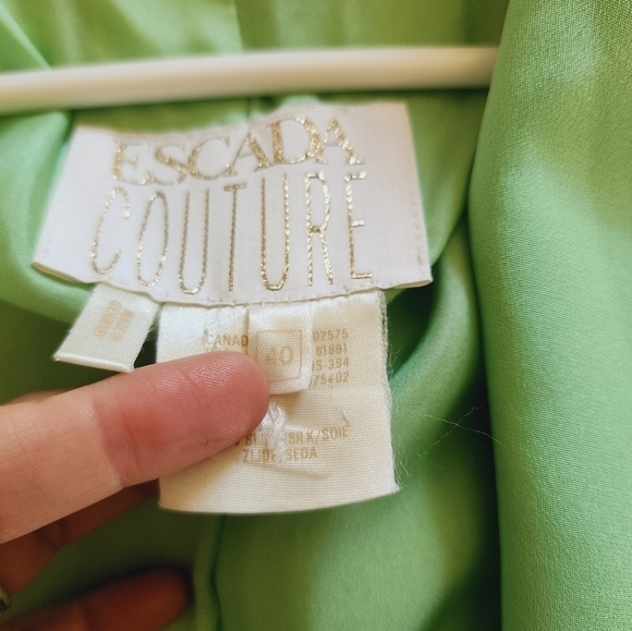 Vintage ESCADA COUTURE Silk Mint Green Jacket Blazer Coat size 40/Med - Picture 3 of 7